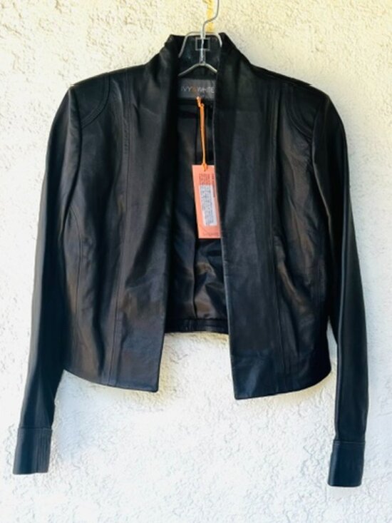 Ivy & White Jackets & Blazers - Luxurious Black Leather Cropped Jacket – new with tags